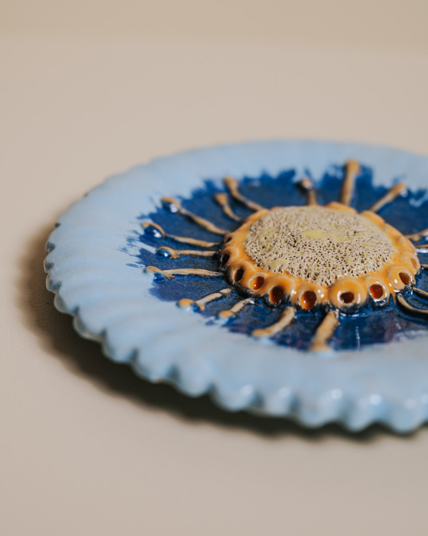 Keramik blomst - blå